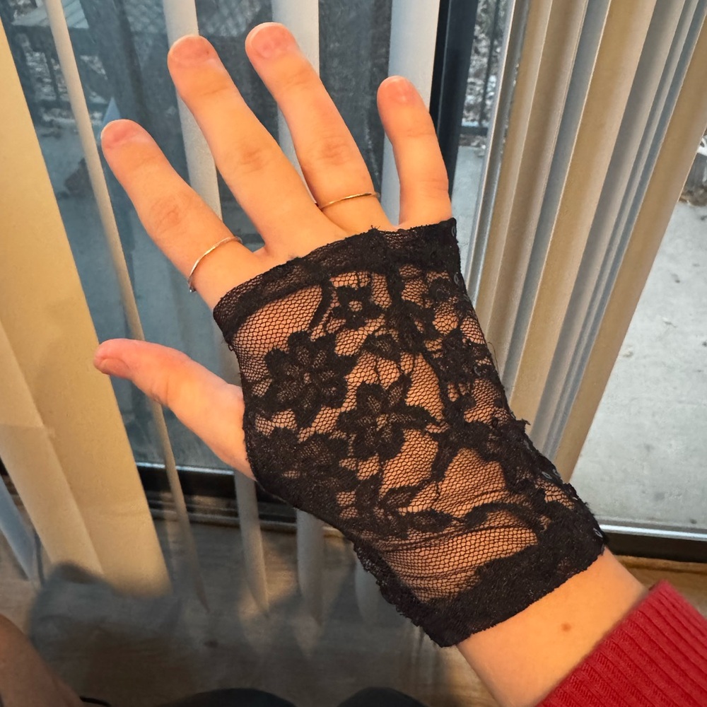 Claire's Black Lace Fingerless Gloves with Sequins